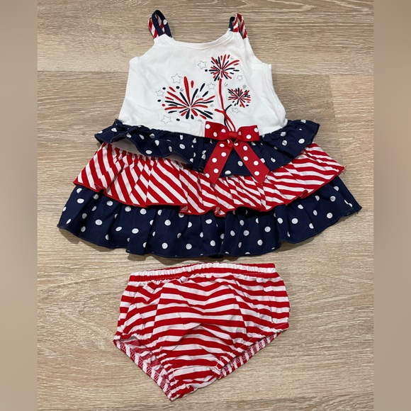 Bonnie Jean | Patriotic Girl Party Dress with Diaper Cover | Size 6-9M - Picture 1 of 3